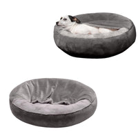 Round Donut Dog Bed Washable Plush Hooded Pet Nest