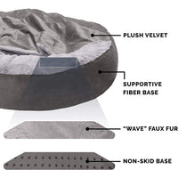Round Donut Dog Bed Washable Plush Hooded Pet Nest