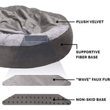 Round Donut Dog Bed Washable Plush Hooded Pet Nest
