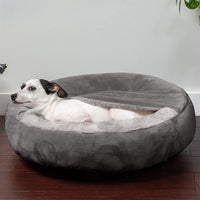Round Donut Dog Bed Washable Plush Hooded Pet Nest