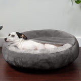 Round Donut Dog Bed Washable Plush Hooded Pet Nest