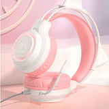RGB Lighting Gaming Headset Cat Ear Headphone with Microphone Pink