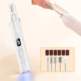 Rechargeable Electric Manicure and Pedicure Kit Cordless Nail Drill with LED Light for Natural/Acrylic Nails White