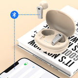 Bluetooth5.2  Headphones Wireless Sport Earbuds with Charging Case Beige