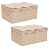 2Pcs Set Closet Organizers Clothing Bedding Toys Storage Boxes Beige