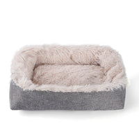 2-in-1 Soft Plush Pet Bed Warming Fluffy Mat for Cats Small Dogs Beige