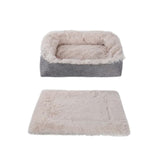 2-in-1 Soft Plush Pet Bed Warming Fluffy Mat for Cats Small Dogs Beige