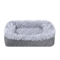 2-in-1 Soft Plush Pet Bed Warming Fluffy Mat for Cats Small Dogs Grey