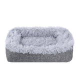 2-in-1 Soft Plush Pet Bed Warming Fluffy Mat for Cats Small Dogs Grey
