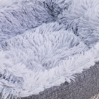2-in-1 Soft Plush Pet Bed Warming Fluffy Mat for Cats Small Dogs Grey