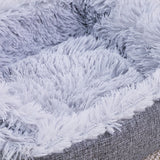 2-in-1 Soft Plush Pet Bed Warming Fluffy Mat for Cats Small Dogs Grey