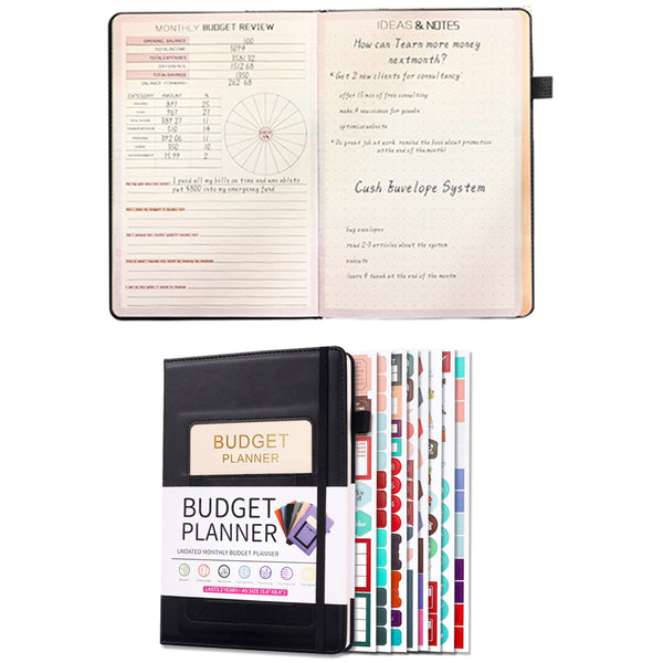 Monthly Budget Planner with Expense Tracker Notebook Undated Bill Organizer Account Book Black