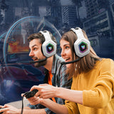 3-Mode RGB Gaming Headphone with Mic Over- ear Headphones Compatible with PS4/PS5/Switch/Mobile/ PC/Mac White