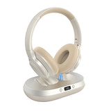 Wireless TV Headphones With Base Compatible with TVs with Optical/AUX/RAC Audio Outputs Bluetooth Over Ear TV Headset Beige