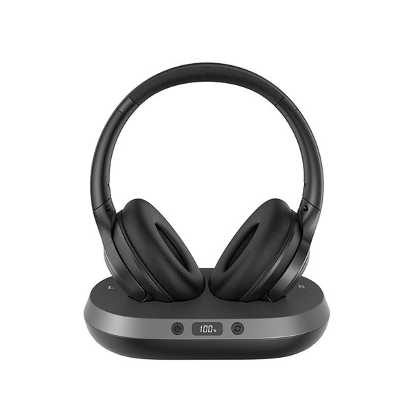 Wireless TV Headphones With Base Compatible with TVs with Optical/AUX/RAC Audio Outputs Bluetooth Over Ear TV Headset Black