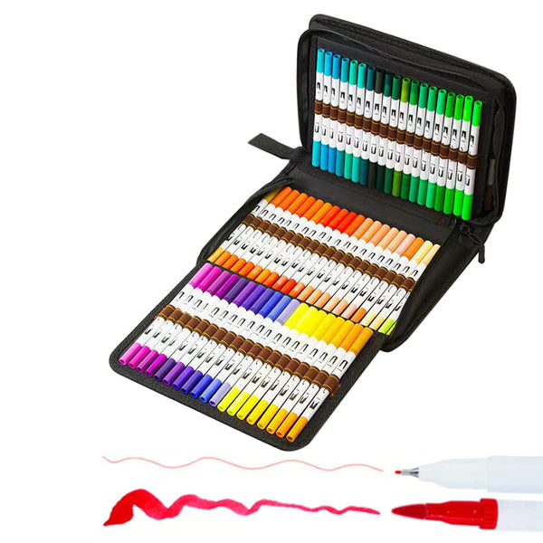 72-Color Dual Tip Markers for Coloring Books Calligraphy Drawing Sketching Style 1