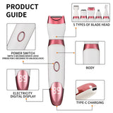 5 in 1 Rechargeable Electric Shaver with LED Display Hair Trimmer for Women Pink