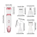 5 in 1 Rechargeable Electric Shaver with LED Display Hair Trimmer for Women Pink