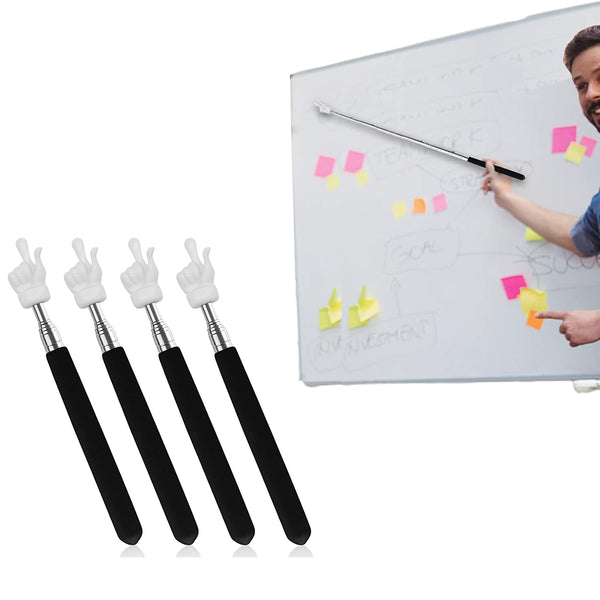 4Pcs Telescopic Teachers Pointer Extendable Hand Pointer Finger Pointer Stick Black