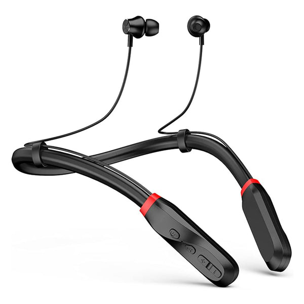 100 Hour Neckband Bluetooth Headphones Noise Cancelling English Version Black