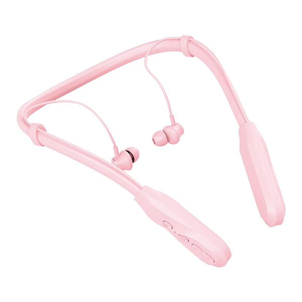 100 Hour Neckband Bluetooth Headphones Noise Cancelling English Version Pink