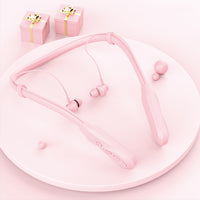 100 Hour Neckband Bluetooth Headphones Noise Cancelling English Version Pink