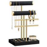 3-Tier Metal Jewelry Display Stand Necklace Earring Organizer with Detachable Arms