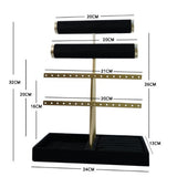 3-Tier Metal Jewelry Display Stand Necklace Earring Organizer with Detachable Arms