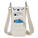 Crossbody Water Bottle Bag for Hiking Travel and Outdoor Walking Beige