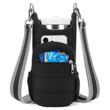 Crossbody Water Bottle Bag for Hiking Travel and Outdoor Walking Black