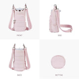 Crossbody Water Bottle Bag for Hiking Travel and Outdoor Walking Pink