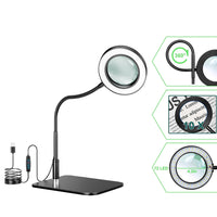 10X Desk Magnifier with LED Light – Dimmable Eye-Care  Black Base