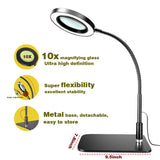 10X Desk Magnifier with LED Light – Dimmable Eye-Care  Black Base