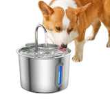 2.2L USB Cat Water Fountain Stainless Steel Pet Drinking Bowl