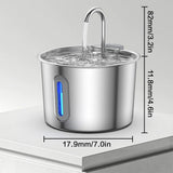 2.2L USB Cat Water Fountain Stainless Steel Pet Drinking Bowl