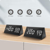 Wooden LED Digital Alarm Clock with USB Power and Night Light Display Black