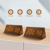 Wooden LED Digital Alarm Clock with USB Power and Night Light Display Brown