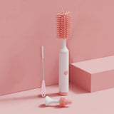 3-Piece USB Rechargeable Electric Baby Bottle Brush Set Pink
