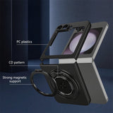 Shockproof Folding Case for Samsung Galaxy Z Flip7 with 360-Degree Ring Stand Black