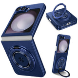 Shockproof Folding Case for Samsung Galaxy Z Flip7 with 360-Degree Ring Stand Dark Blue