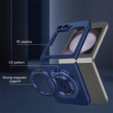 Shockproof Folding Case for Samsung Galaxy Z Flip7 with 360-Degree Ring Stand Dark Blue