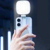 Magnetic Folding LED Fill Light with Makeup Mirror for Phone Selfies & Makeup White