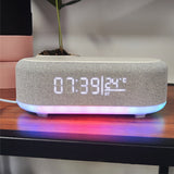 Wireless Charging Speaker Clock – Alarm Night Light & Bluetooth Audio White