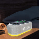 Wireless Charging Speaker Clock – Alarm Night Light & Bluetooth Audio White