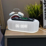 Wireless Charging Speaker Clock – Alarm Night Light & Bluetooth Audio White