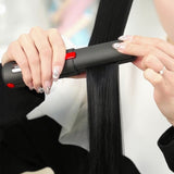 Cordless Ionic Hair Straightener Brush 2-in-1 Flat Iron for Straightening & Curling Black Red