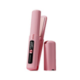 Cordless Ionic Hair Straightener Brush 2-in-1 Flat Iron for Straightening & Curling Pink