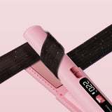 Cordless Ionic Hair Straightener Brush 2-in-1 Flat Iron for Straightening & Curling Pink