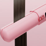 Cordless Ionic Hair Straightener Brush 2-in-1 Flat Iron for Straightening & Curling Pink