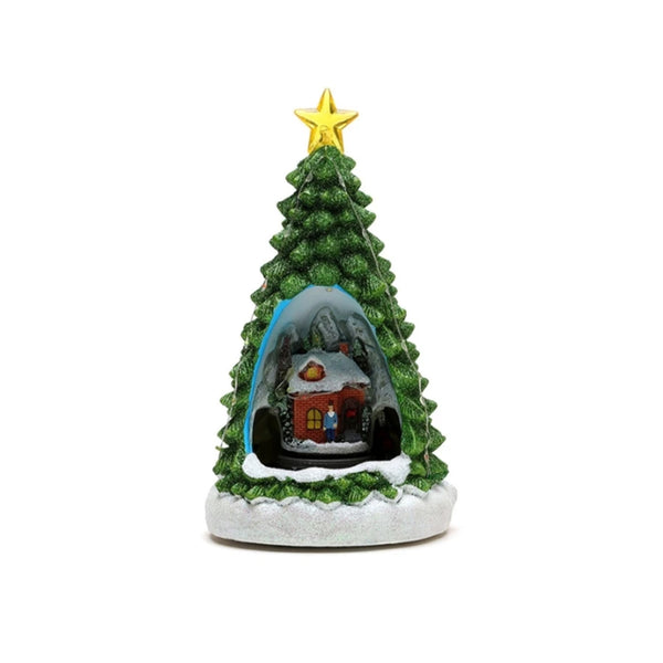 Resin Christmas Rotating Train Night Light with Music and LED Lamp Style 1
